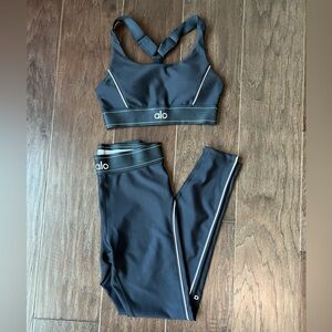 ALO Yoga Black Leggings and Sports Bra Set